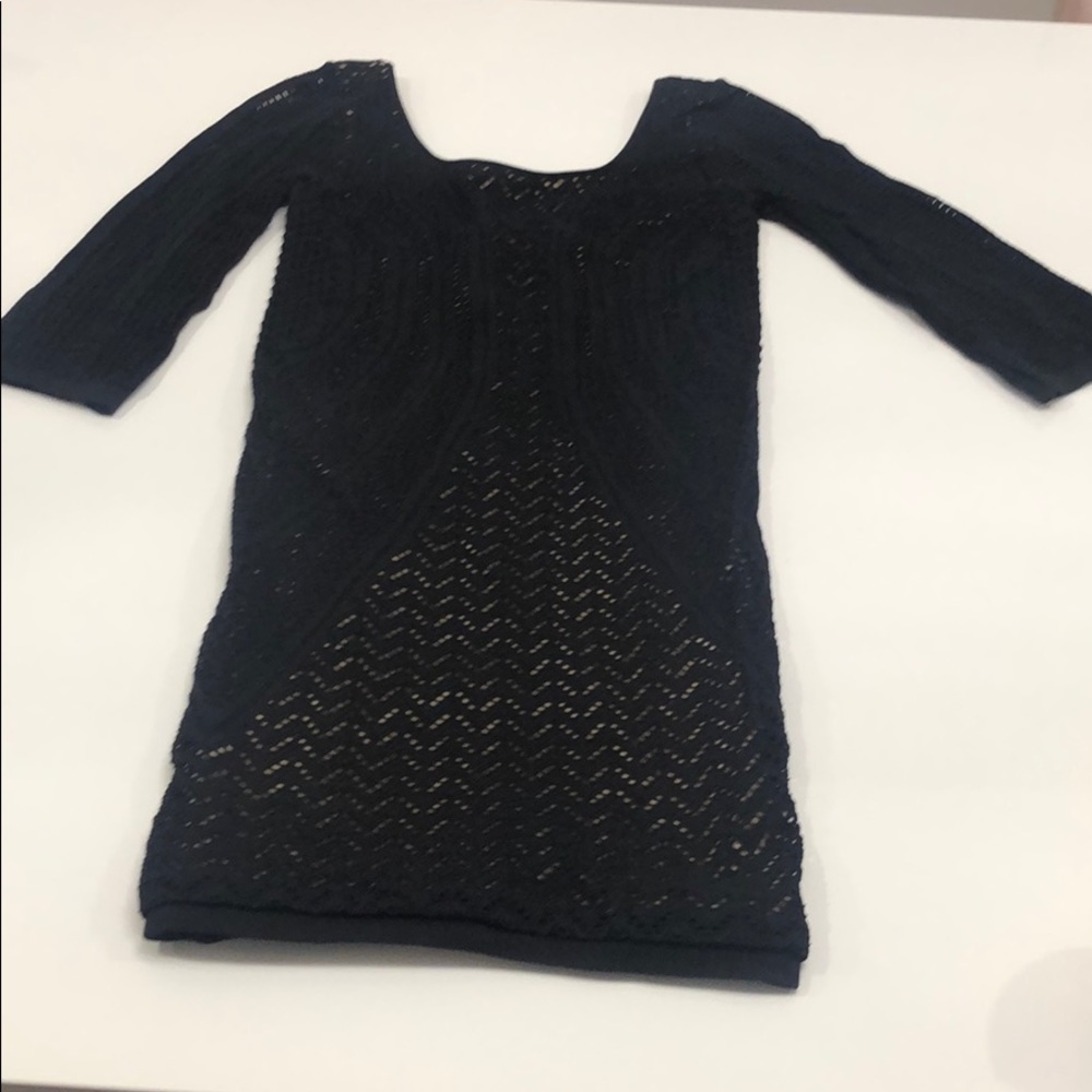 Black mini dress with tan lining